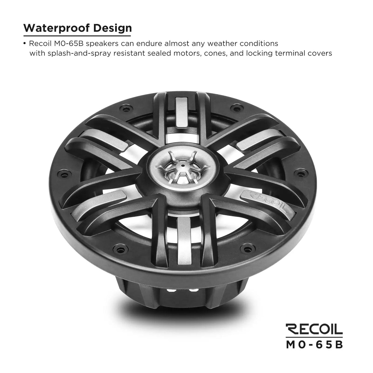 Recoil M0-65 6.5" 2-Way Marine Boat & UTV/ATV Coaxial Speakers - Black Grilles