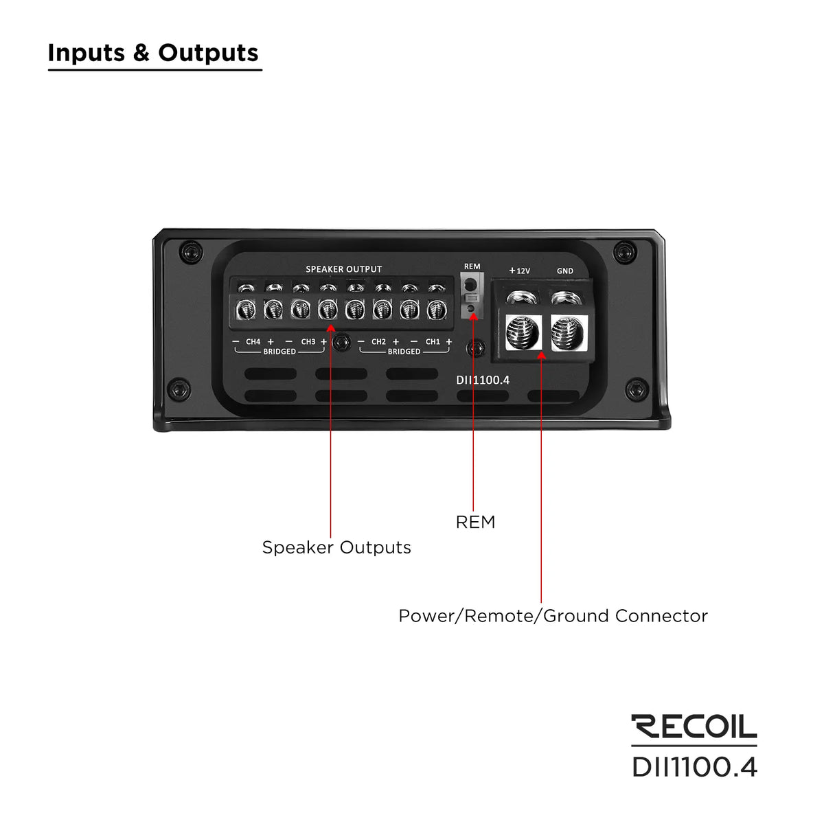 Recoil DII1100.4 Class-D 4 Channel Amplifier 1100W Max