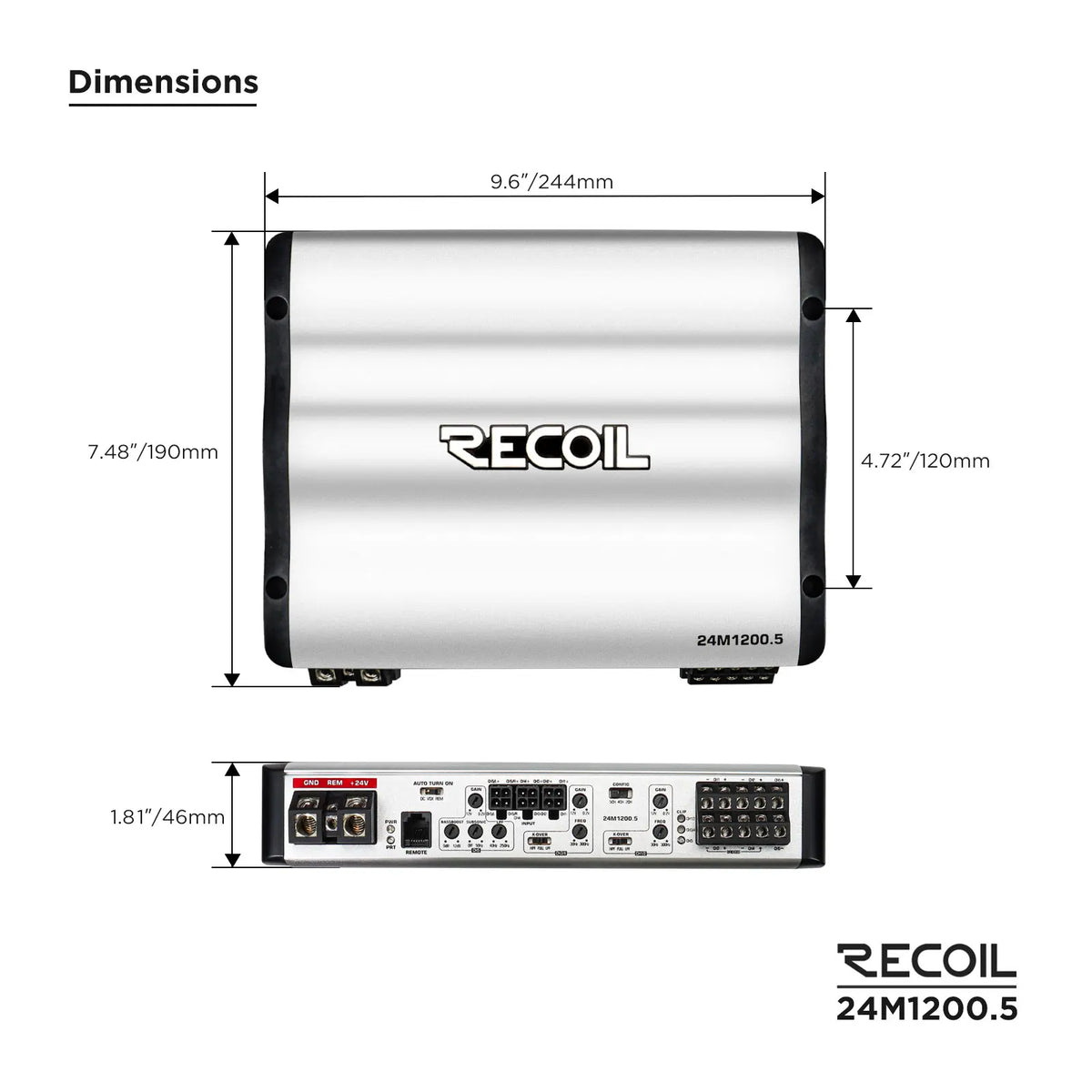 Recoil 24M1200.5 24V 1200 Watts Class-D 5 Channel Amplifier