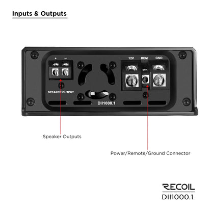 Recoil DII1000.1 Class D Mono Amplifier, 2000 Watts Max Power