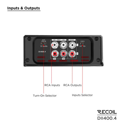 Recoil DII400.4 Class D 4 Channel Amplifier, 800W Max