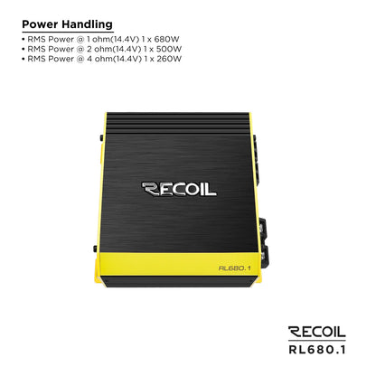 Recoil RL680.1 680 Watts Class-D Mono Amplifier