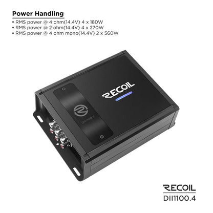 Recoil DII1100.4 Class-D 4 Channel Amplifier 1100W Max