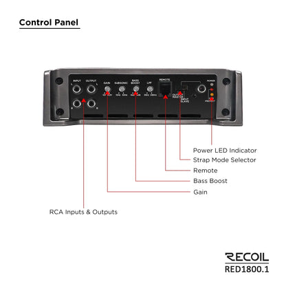 Recoil RED1800.1 1800 Watt Class-D Mono Amplifier