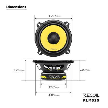 Recoil RLM525 Level-3 Series 5.25" Component Speaker