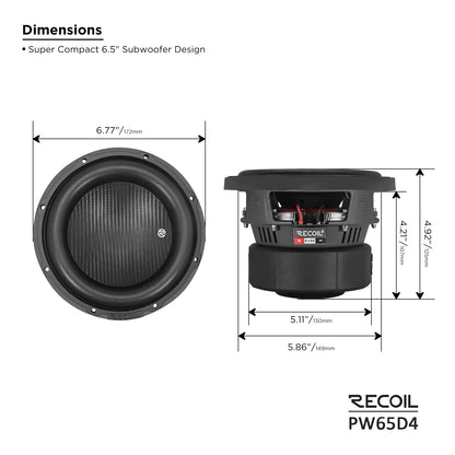Recoil PW65D4 Echo Pro 6.5" DUAL 4-Ohm SUBWOOFER