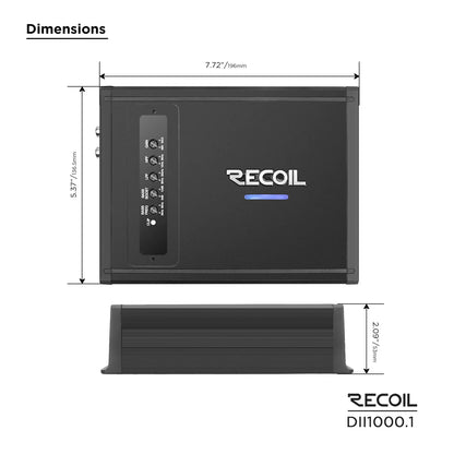 Recoil DII1000.1 Class D Mono Amplifier, 2000 Watts Max Power
