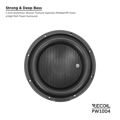 Recoil PW10D4 Echo Pro 10" 1200W Power Dual 4 Ohm Subwoofer