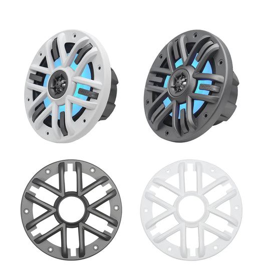 Recoil M1-65 6.5" 2-Way Marine Boat & UTV/ATV Coaxial Speakers - White/Grey Grilles - LED backlit