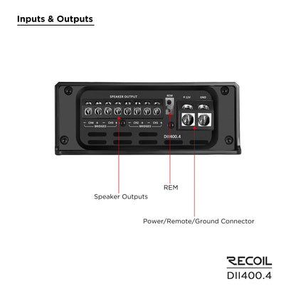 Recoil DII400.4 Class D 4 Channel Amplifier, 800W Max