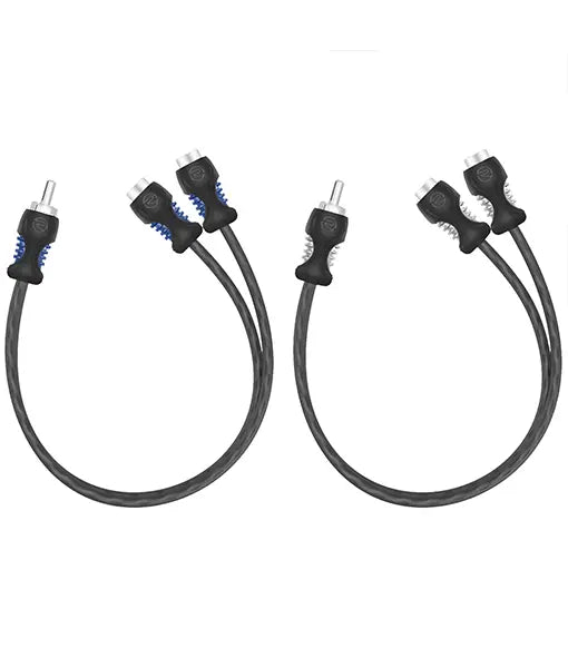 Recoil R1M2F ECHO SERIES 1 Female to 2 Male RCA Y-Adapters, 1ft Length, 2 Pack