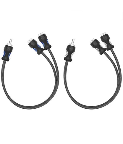 Recoil R1M2F ECHO SERIES 1 Female to 2 Male RCA Y-Adapters, 1ft Length, 2 Pack