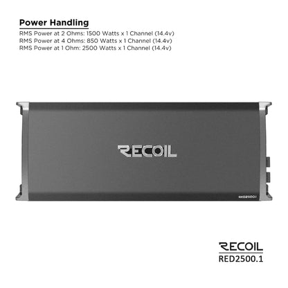 Recoil RED2500.1 2500 Watts Class-D Mono Amplifier