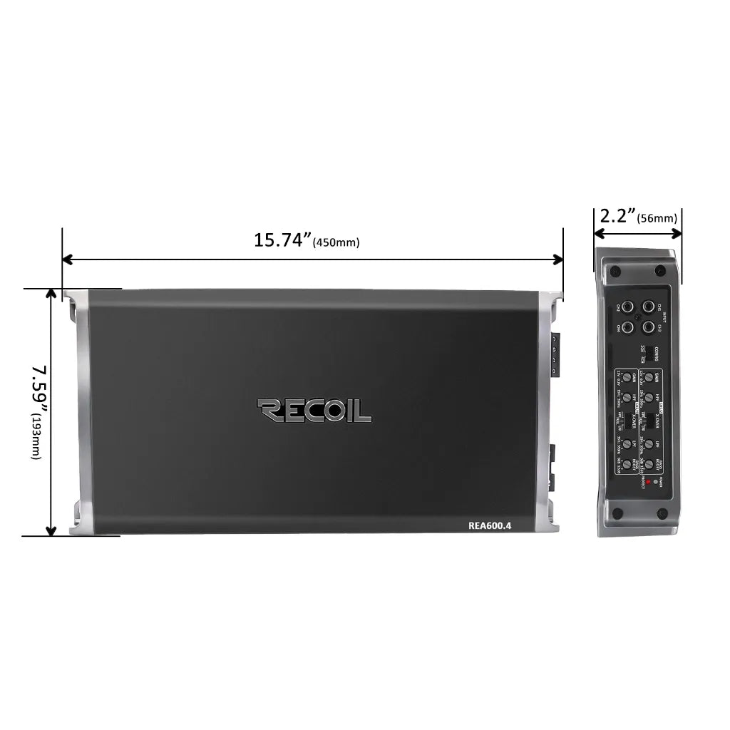 Recoil REA600.4 600 Watts Class A/B 4 Channel Amplifier