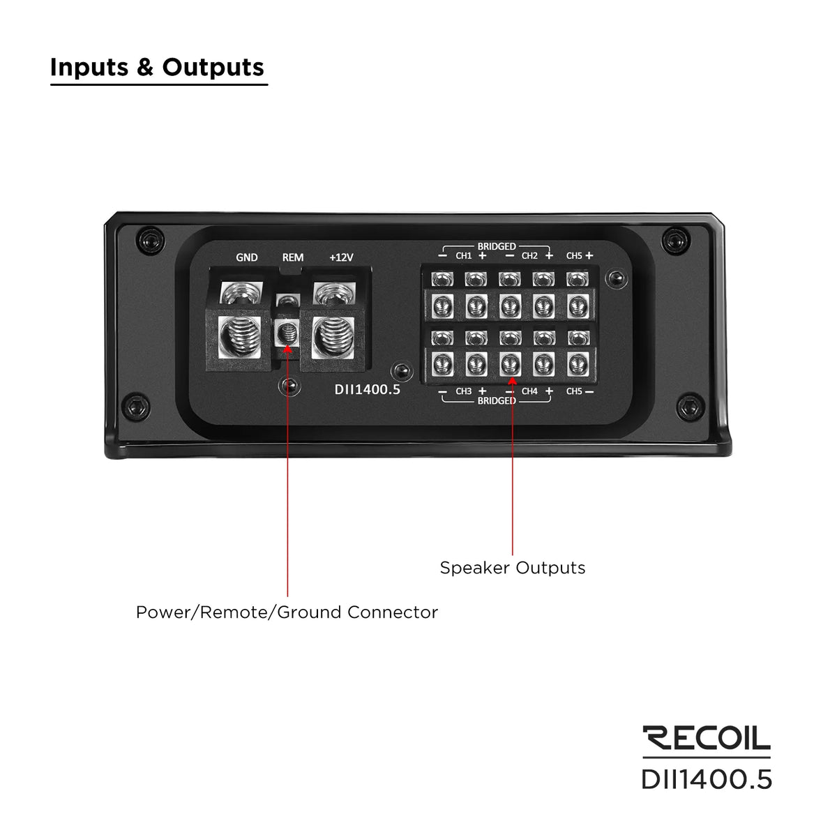 Recoil DII1400.5 1400 Watts Class-D 5 Channel Amplifier