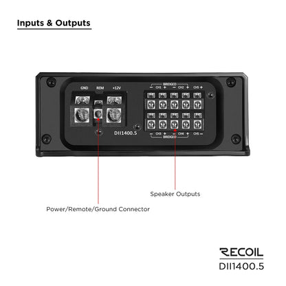 Recoil DII1400.5 1400 Watts Class-D 5 Channel Amplifier