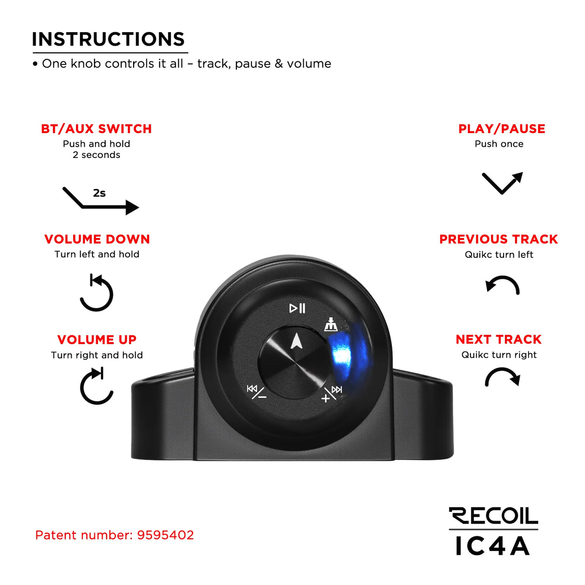Recoil IC4A Micro Full Range 4 Channel Bluetooth Amplifier