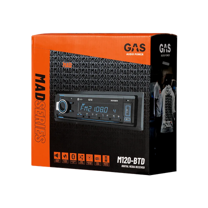 GAS MAD M120-BTD 1DIN Car Stereo Head Unit, BT, AUX, USB, FM, RDS, DAB+, 10-band EQ