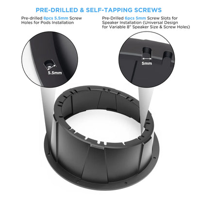 Recoil USP8-B SPEAKER PODS Fits 8” speakers - Black (Pair)