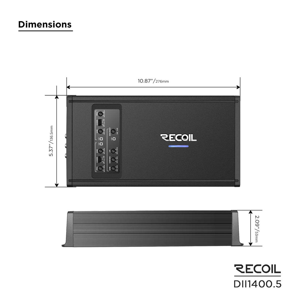Recoil DII1400.5 1400 Watts Class-D 5 Channel Amplifier