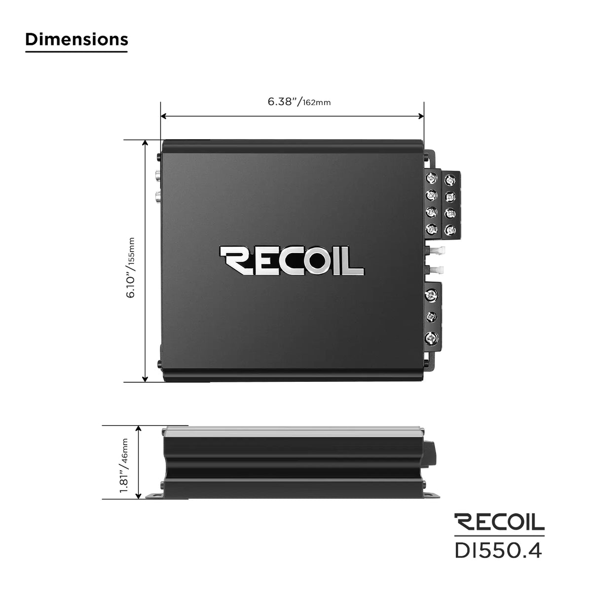 Recoil DI550.4 Class D 4 Channel Amplifier, 1040W Max