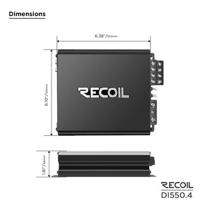 Recoil DI550.4 Class D 4 Channel Amplifier, 1040W Max