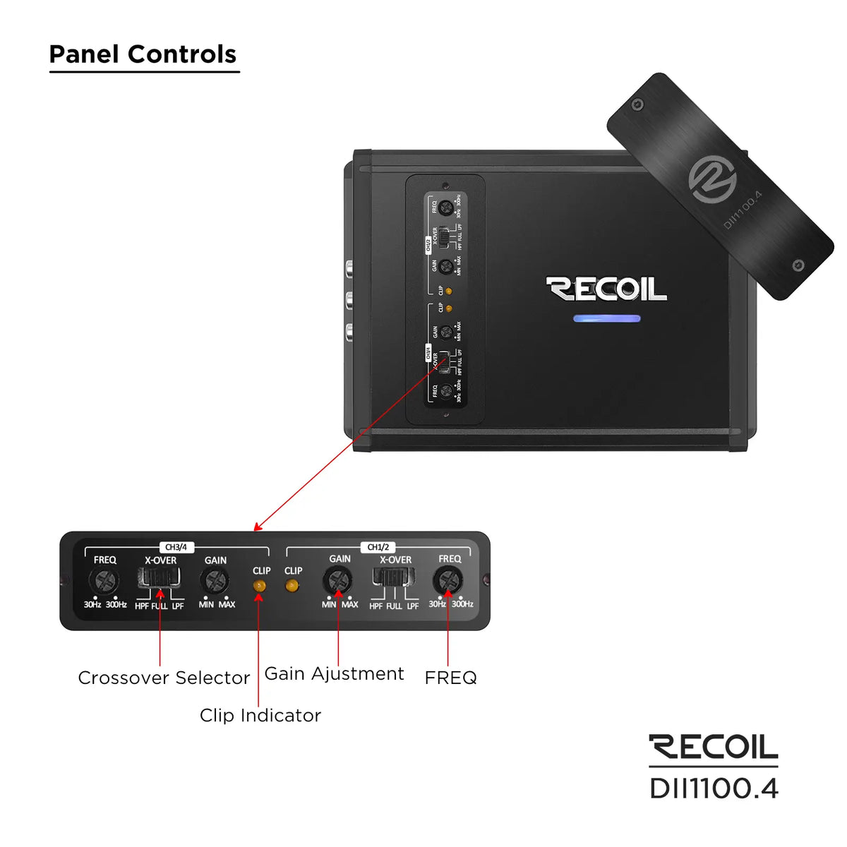 Recoil DII1100.4 Class-D 4 Channel Amplifier 1100W Max
