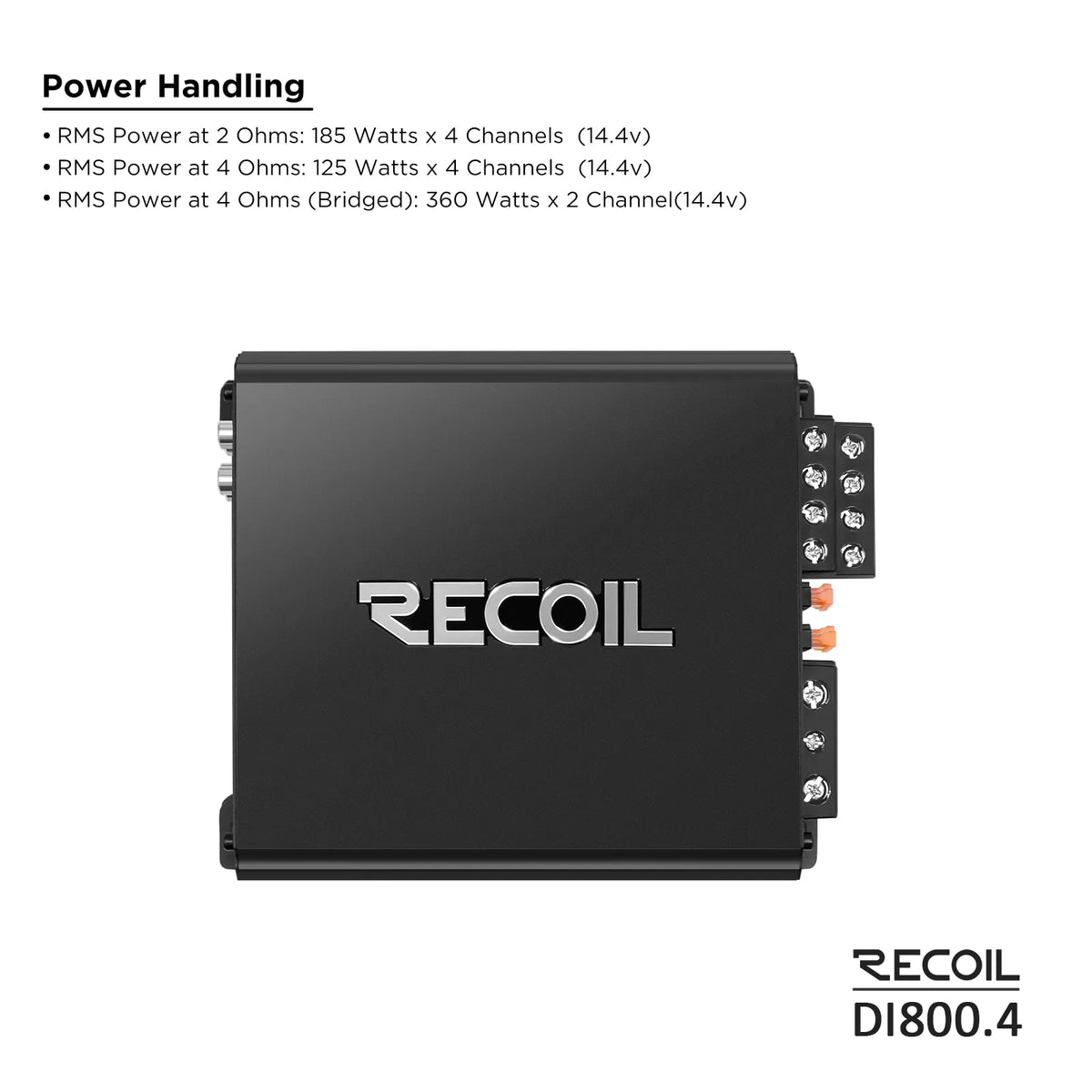 Recoil DI800.4 800 WATTS Full Range Class-D 4 Channel Amplifier