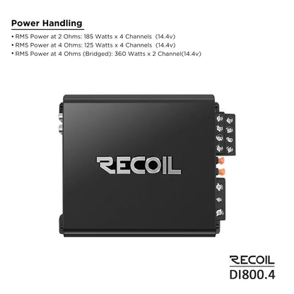 Recoil DI800.4 800 WATTS Full Range Class-D 4 Channel Amplifier