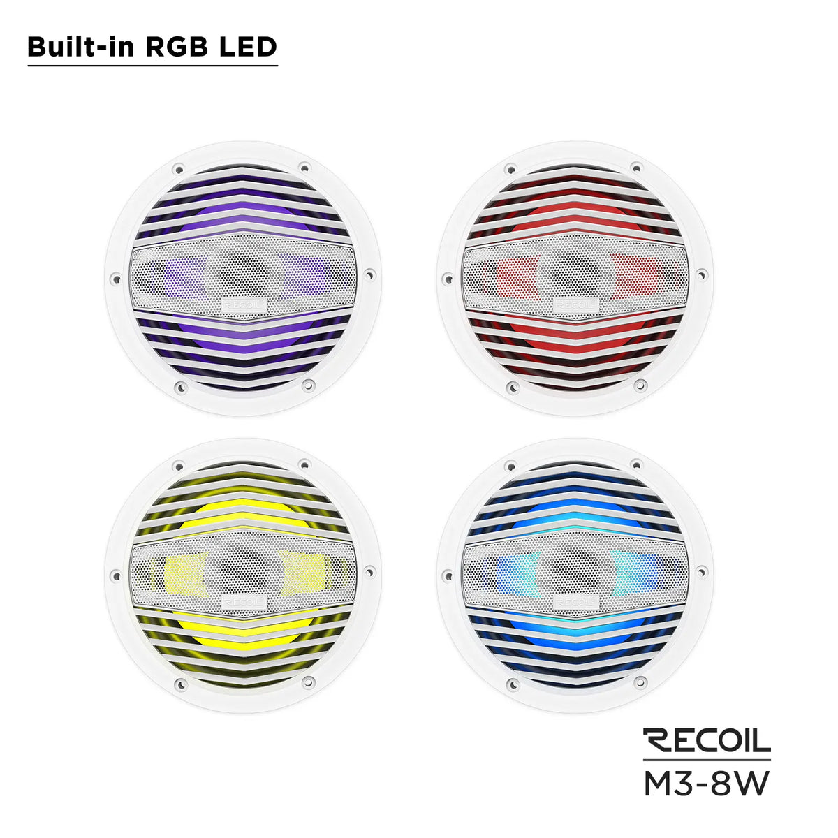 Recoil M3-8W 8" Marine Speakers RMS Power 80W