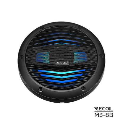 Recoil M3-8B 8" Marine Speakers, LED Backlit. 160W Peak