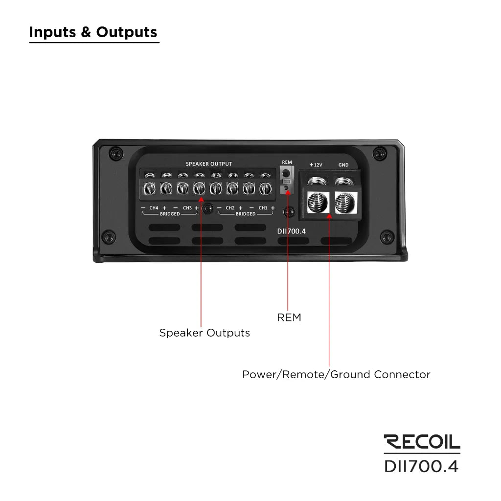 Recoil DII700.4 700 Watts Class-D 4 Channel Amplifier