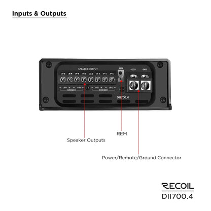 Recoil DII700.4 700 Watts Class-D 4 Channel Amplifier