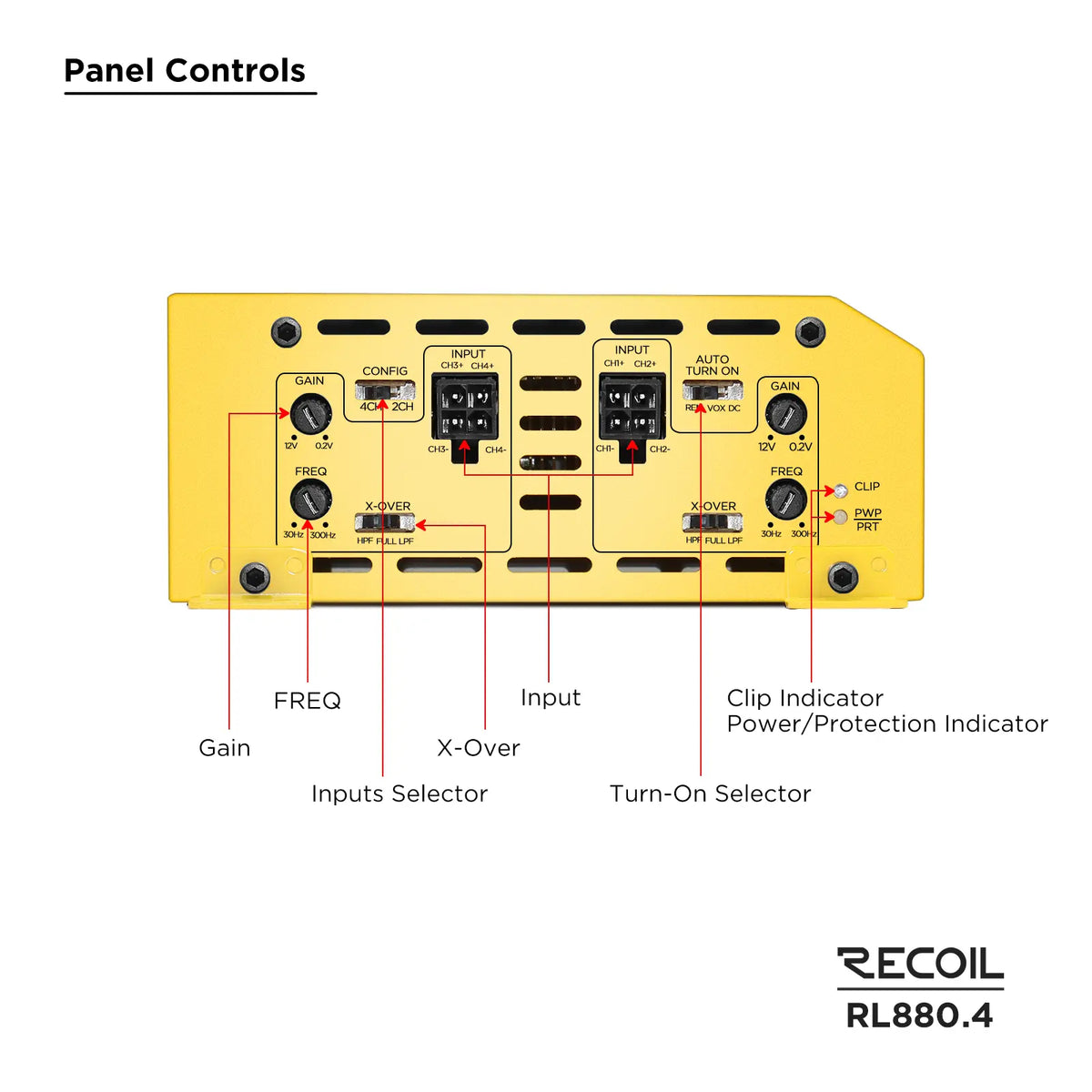Recoil RL880.4 880 Watts Full Range Class-D 4 Channel Amplifier