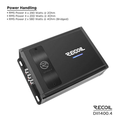 Recoil DII1400.4 1400 Watts Class-D 4-Chnnel Amplifier