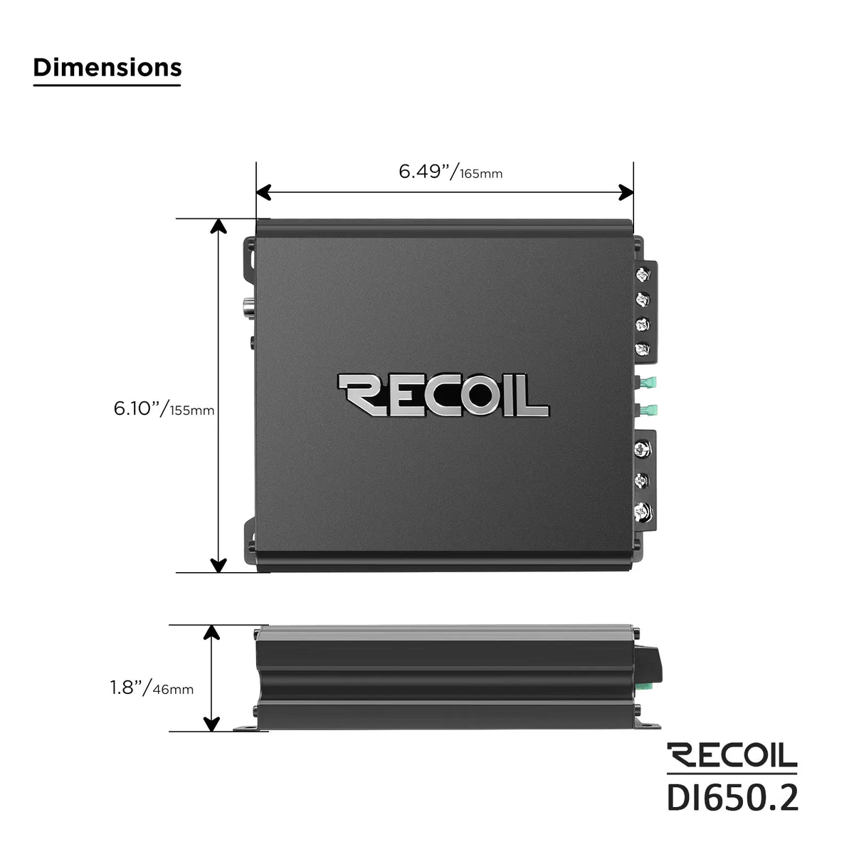 Recoil DI650.2 Class-D 2 Channel Amplifier, 1400W Max