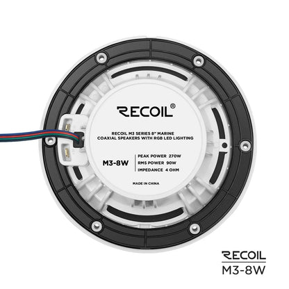 Recoil M3-8W 8" Marine Speakers RMS Power 80W