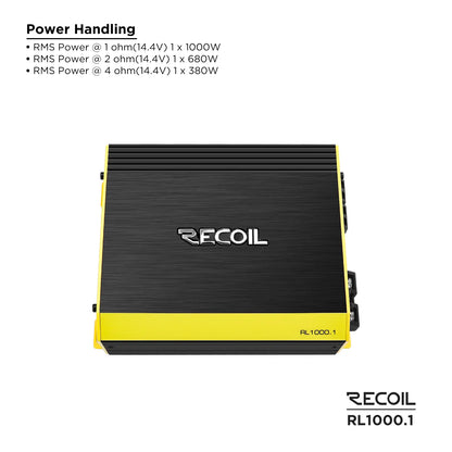 Recoil RL1000.1 L-3 Series Class-D Mono Amplifier 1000W