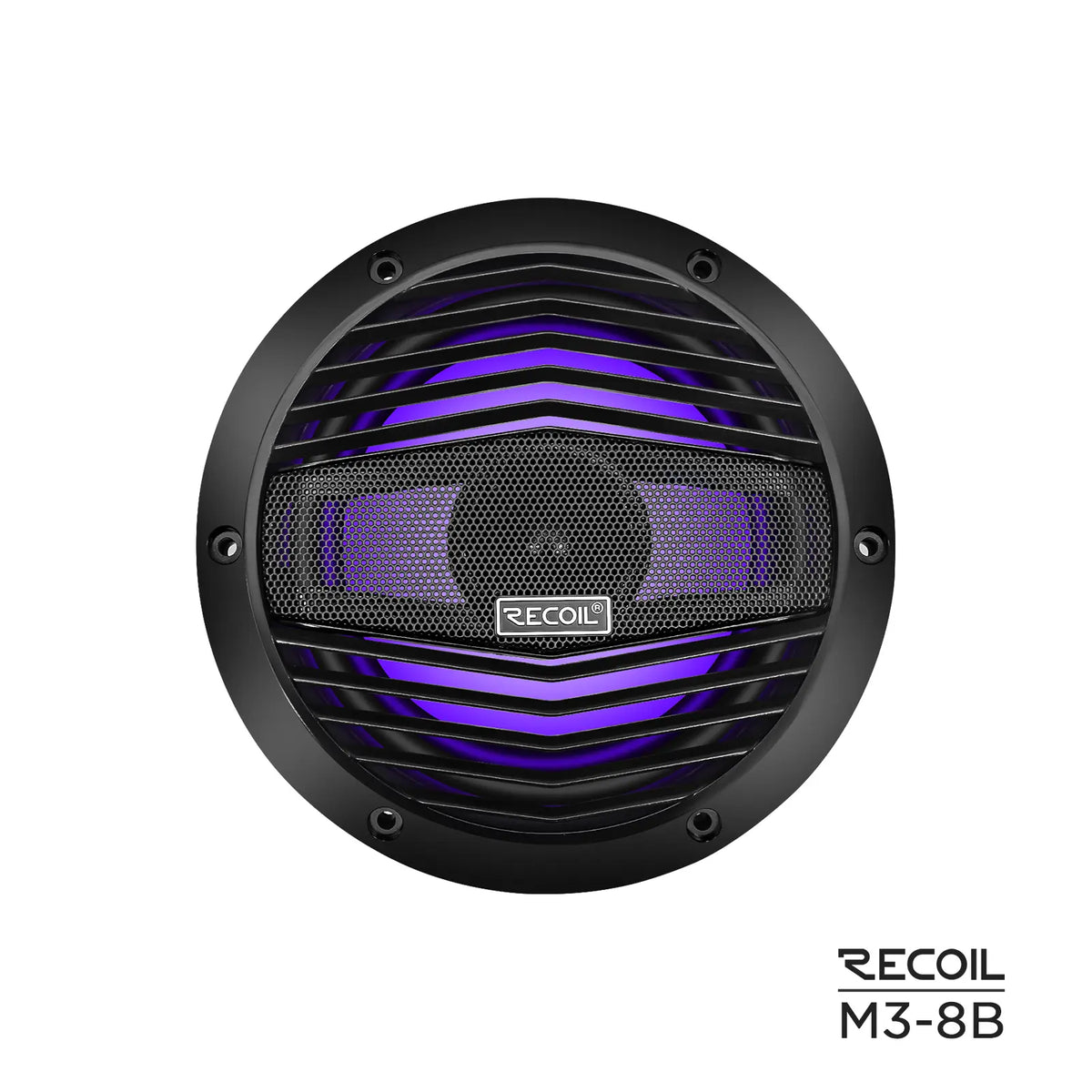Recoil M3-8B 8" Marine Speakers, LED Backlit. 160W Peak
