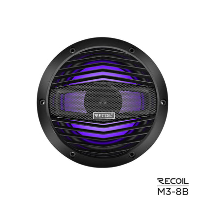 Recoil M3-8B 8" Marine Speakers, LED Backlit. 160W Peak