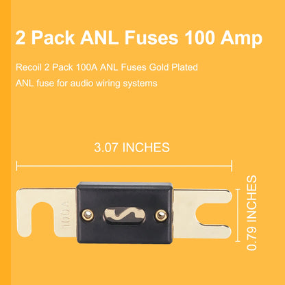 Recoil ANLF100-2 2 Pack 100A ANL Fuses Gold Plated
