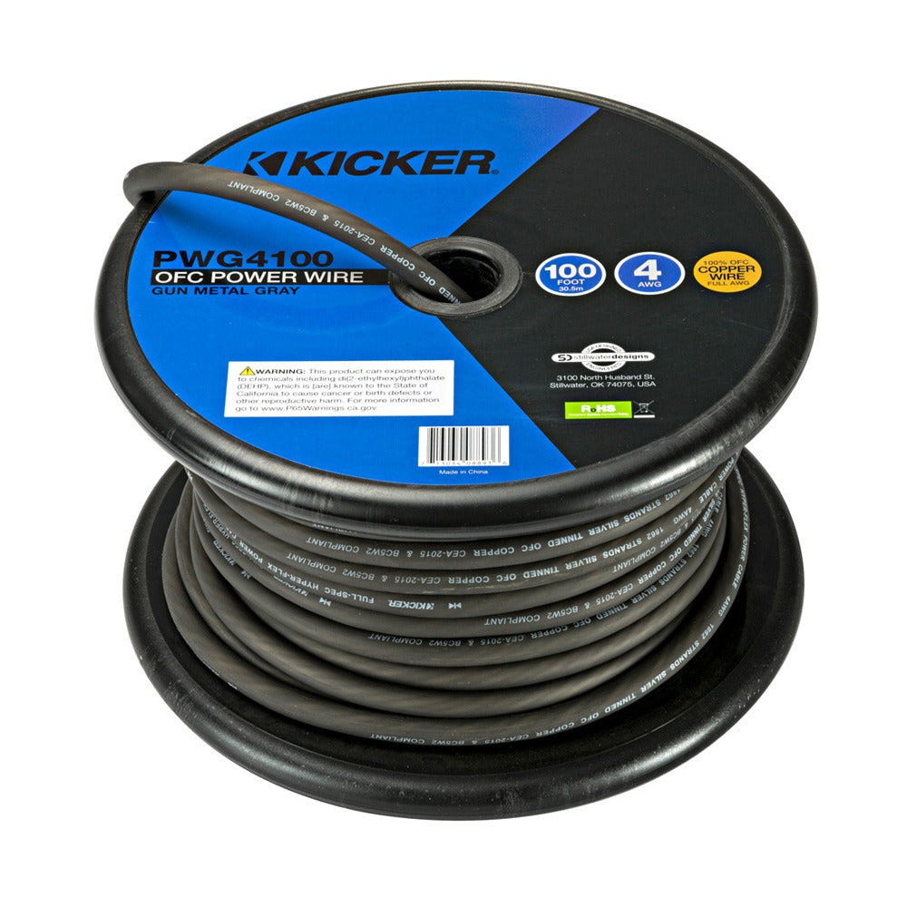 4 AWG Premium OFC Grey Power Cable - 100 ft / 30M