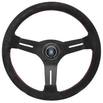 Nardi Competition Suede Steering Wheel 330mm with Red Stitching and Black Spokes